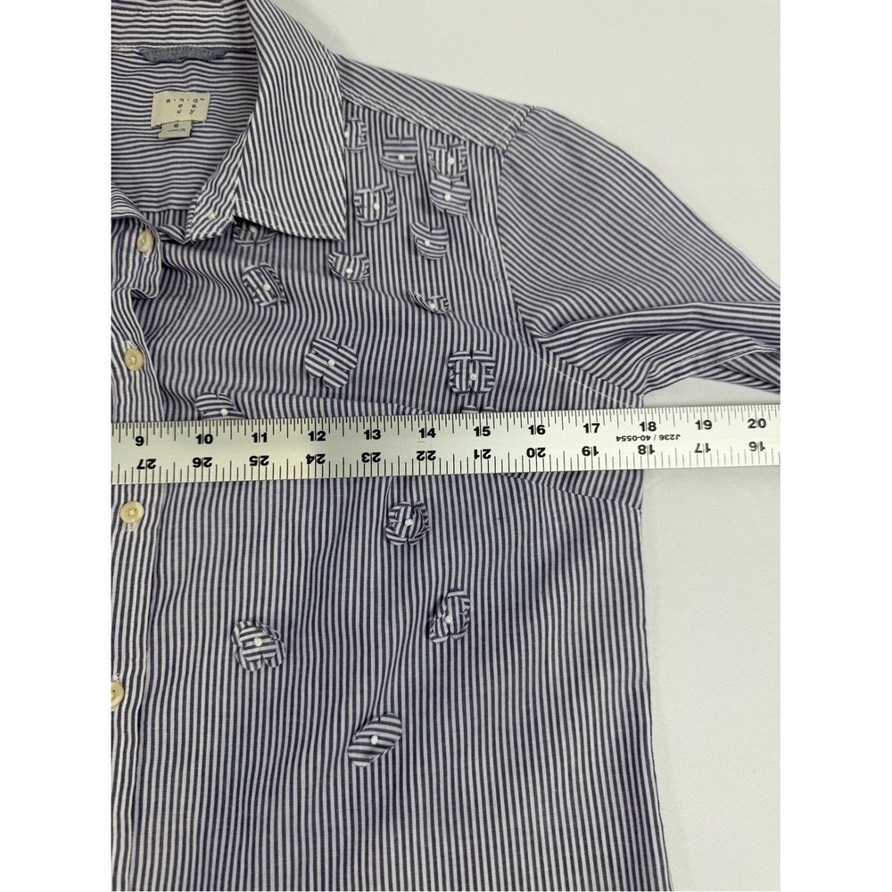 A New Day Striped Floral‎ Appliqué Button Down Long Sleeve Shirt Collar EUC Sm - Picture 6 of 8